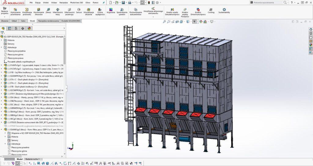 Rysunek odpylacza z programu SolidWorks